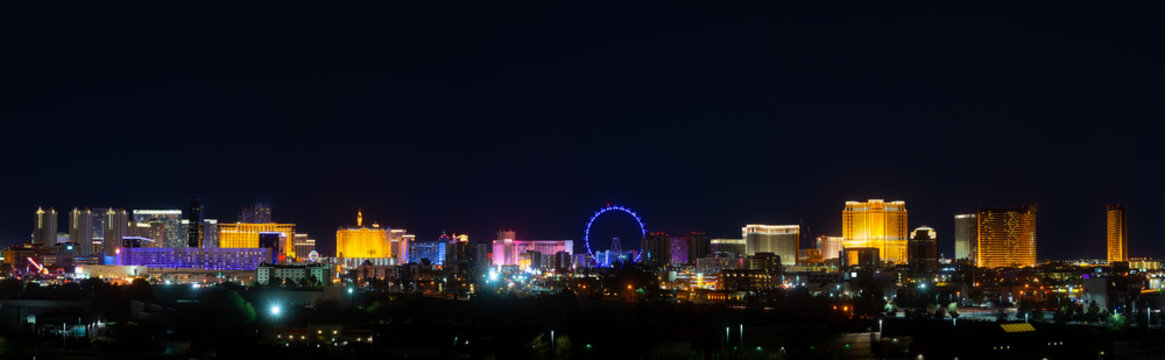 Cainos for Gambling on the Las Vegas Strip Skyline Panorama, Nevada, United States