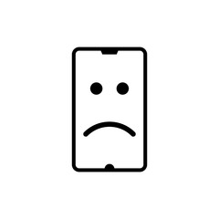 Smartphone with sad face on screen vector illustration