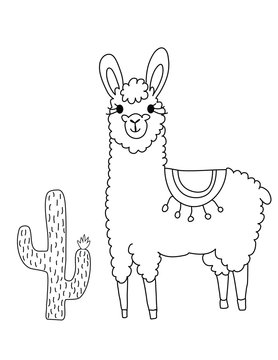 Llama Cute Coloring Page