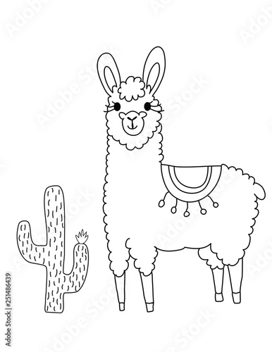 cute llama pages coloring pages