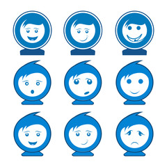 Circle smile face character set logo concept design. Symbol graphic template element vector