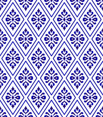 blue and white Thai pattern
