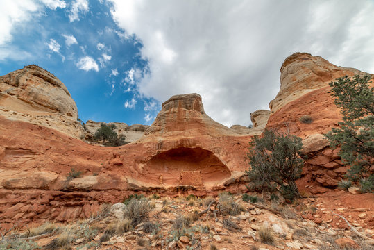 Saddlehorn Pueblo Cliff Dwelling in Canyons of the Ancients National Monument, Four Corners Regions, Colorado