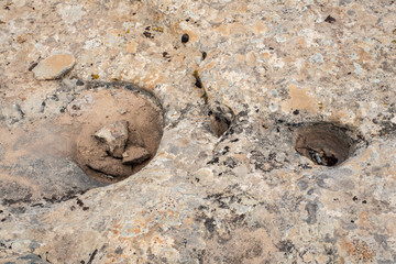 Cupules - Small Pockets in Sandstone created by Native Americans to hold water