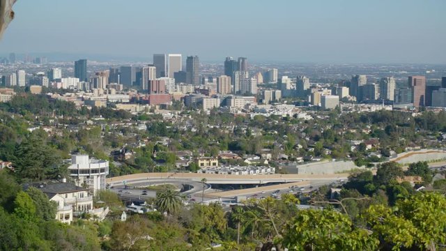 Westwood & Santa Monica City Pan from North Looking Over I 405 South Los Angeles