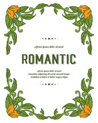Vector illustration invitation marriage with leaf floral frame hand drawn