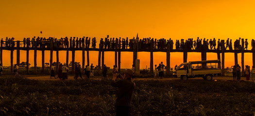 the sunset in u beni bridge,myanmar