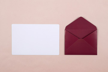 Thank you card, postcard and color envelope.