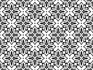 Flower geometric pattern. Seamless vector background. White and black ornament. Ornament for fabric, wallpaper, packaging. Decorative print