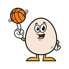 Cartoon Egg Character Spinning a Basketball