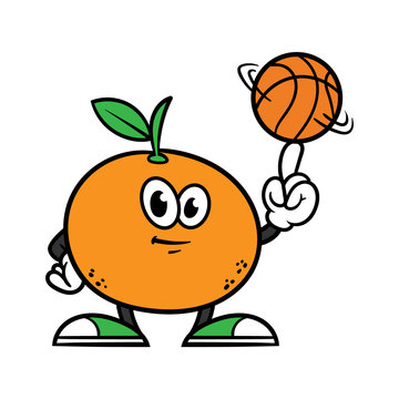 Cartoon Orange Character Spinning a Basketball