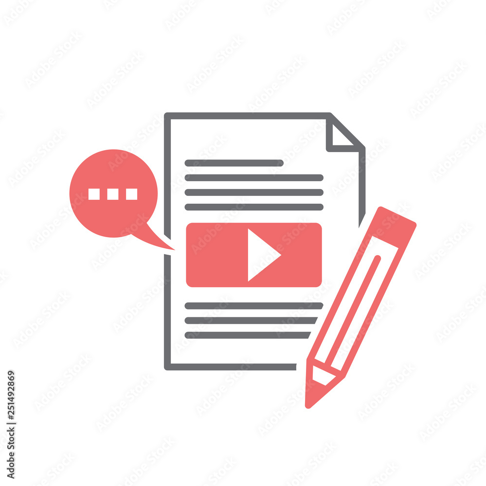 Poster video blogging icon on white background for graphic and web design, modern simple vector sign. inter