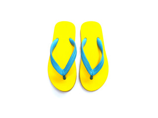yellow and blue rubber flip flop shoes