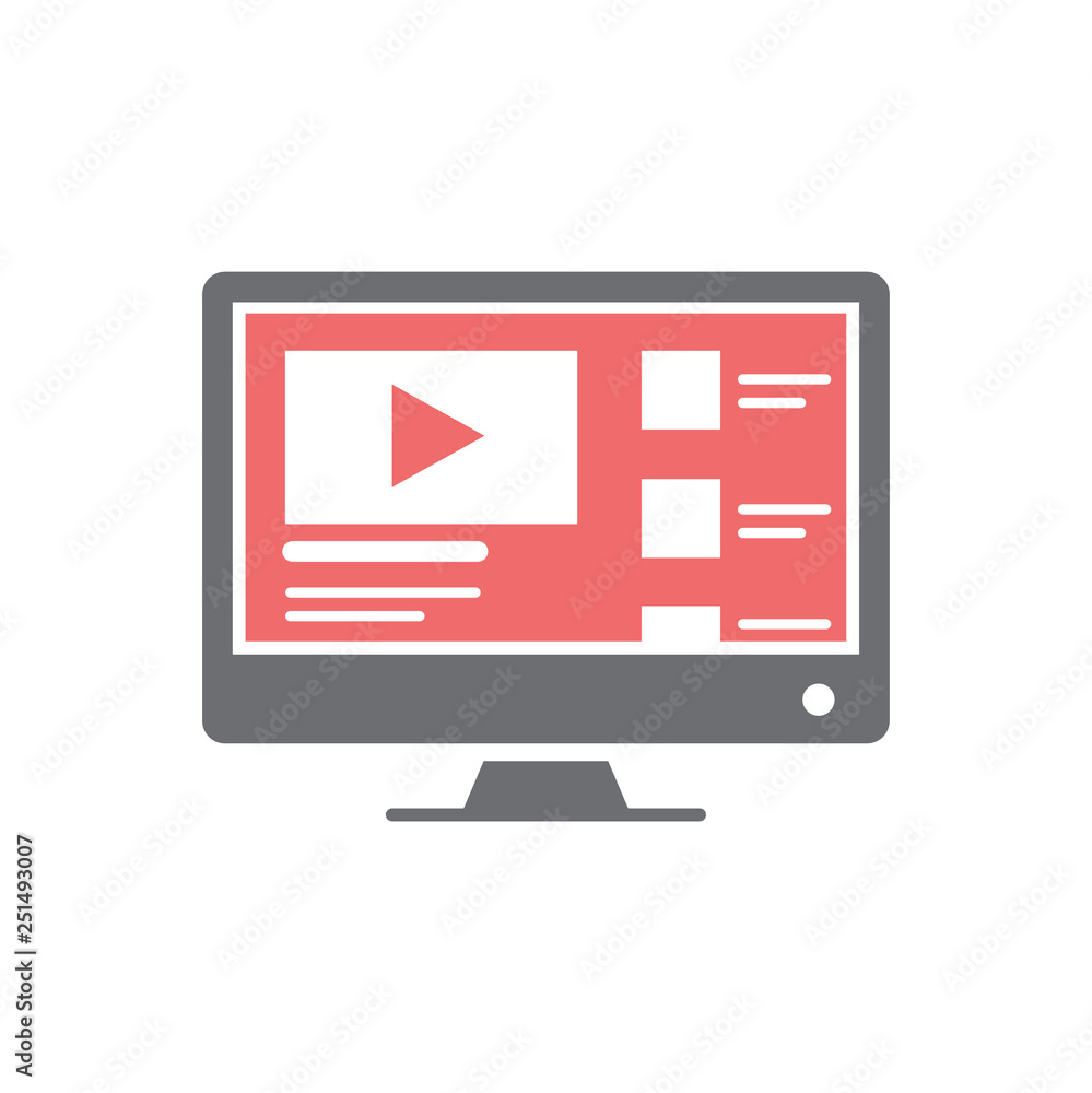 Poster video blog content icon on white background for graphic and web design, modern simple vector sign. i