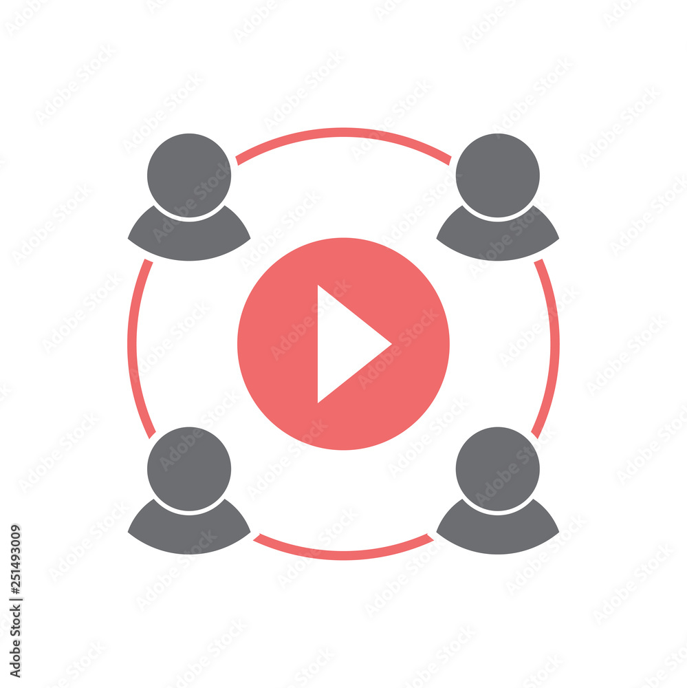 Poster video blogger community icon on white background for graphic and web design, modern simple vector si