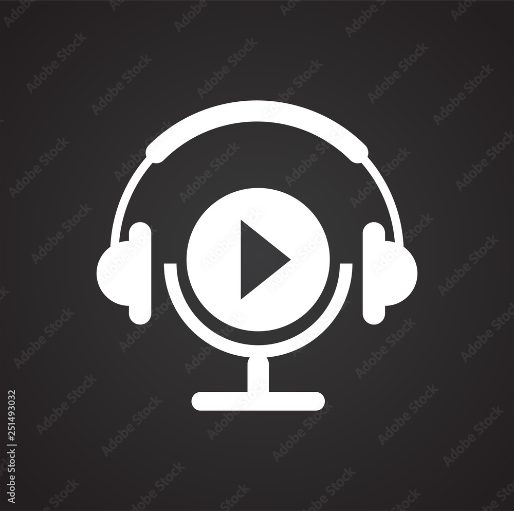 Poster video blogging icon on black background for graphic and web design, modern simple vector sign. inter