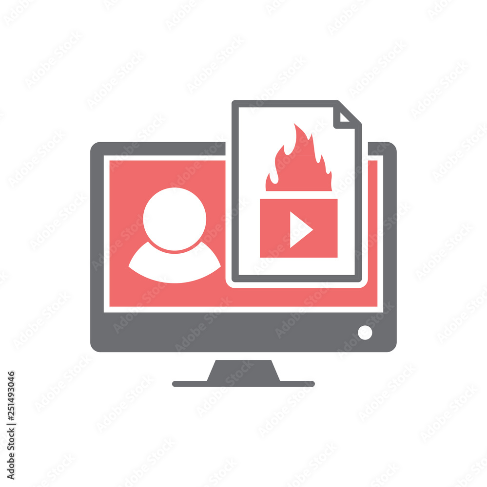 Poster video blogging icon on white background for graphic and web design, modern simple vector sign. inter