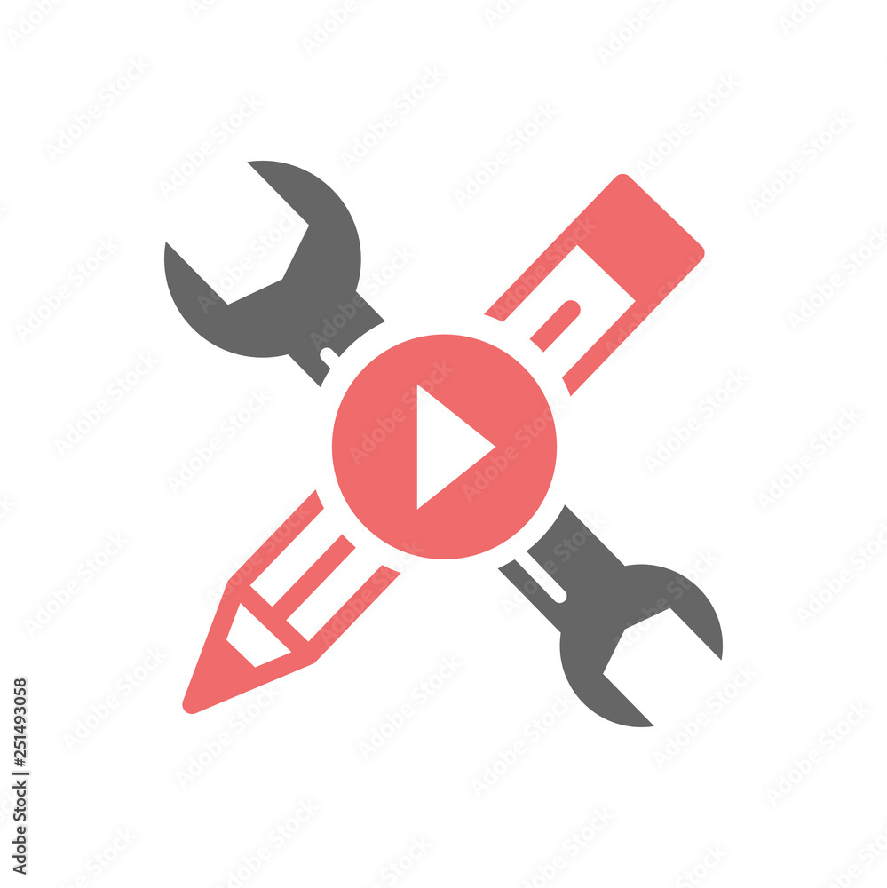 Poster video blogging icon on white background for graphic and web design, modern simple vector sign. inter