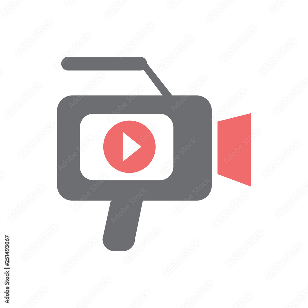 Poster video blogger equipment icon on white background for graphic and web design, modern simple vector si