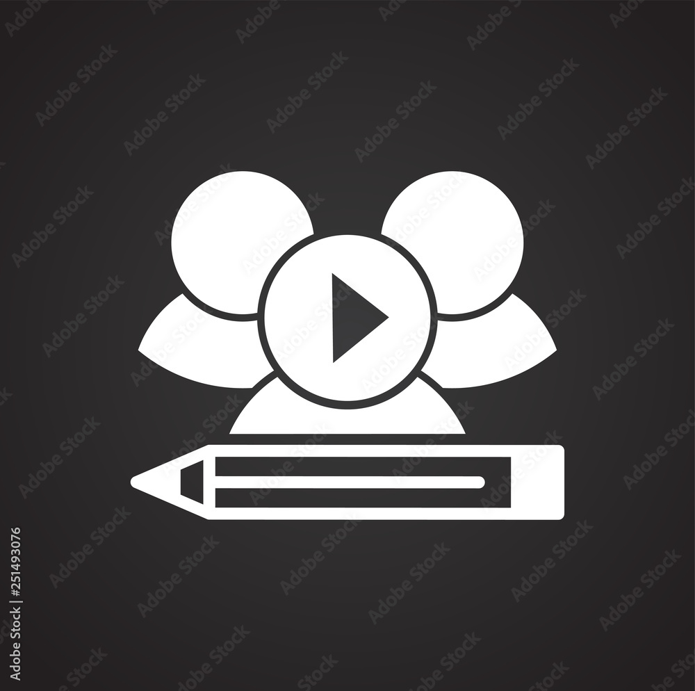 Poster video blogging icon on black background for graphic and web design, modern simple vector sign. inter