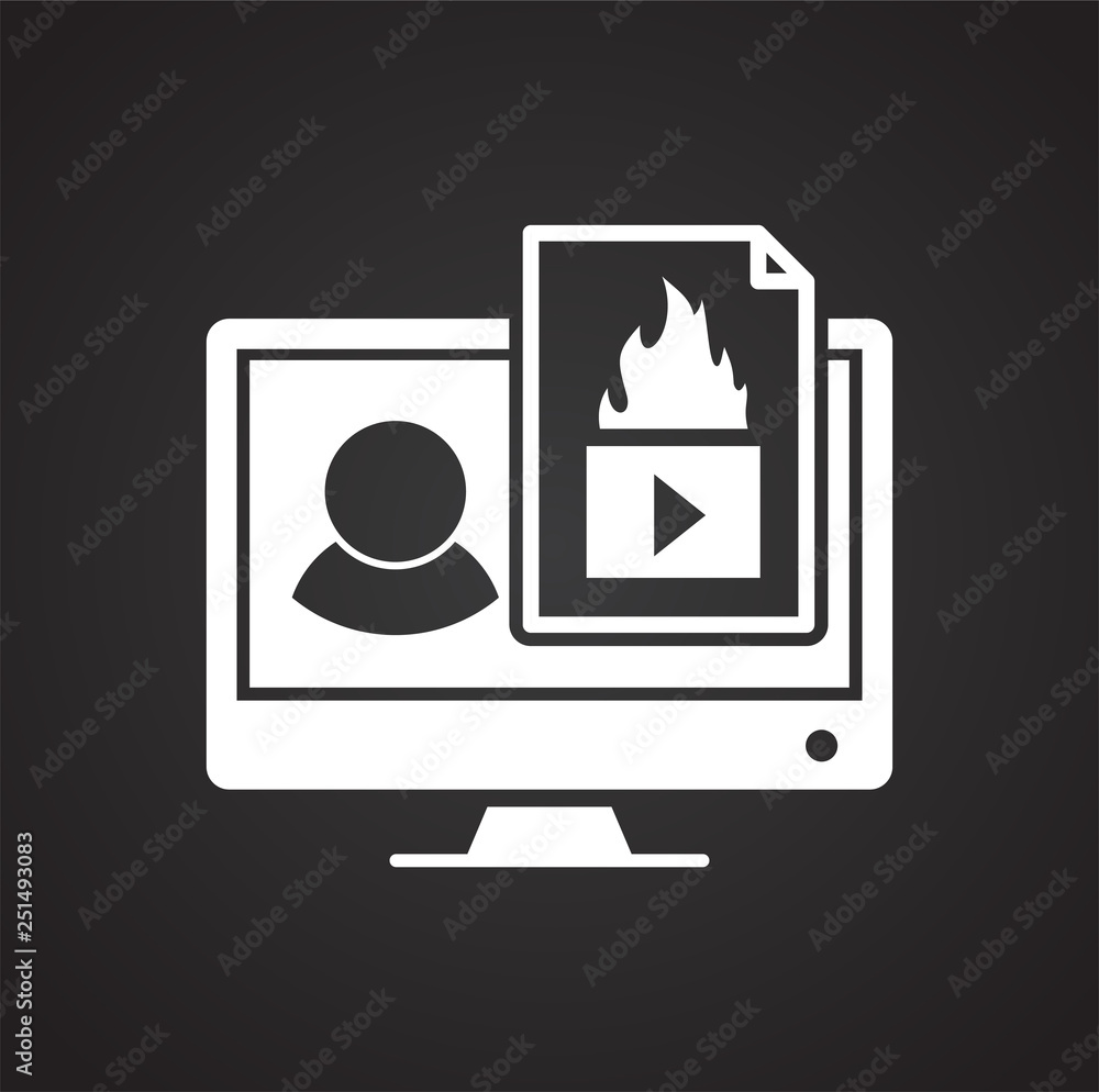 Poster video blogging icon on black background for graphic and web design, modern simple vector sign. inter