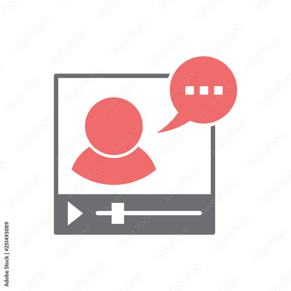 Poster video blogging icon on white background for graphic and web design, modern simple vector sign. inter