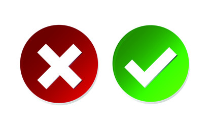 Obraz premium Button red cross green checkmark vector eps