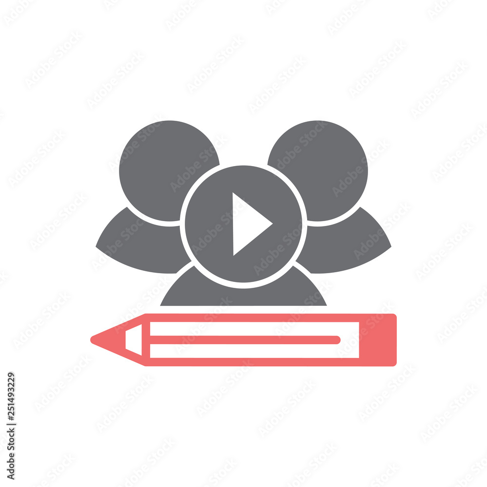 Poster video blogging icon on white background for graphic and web design, modern simple vector sign. inter