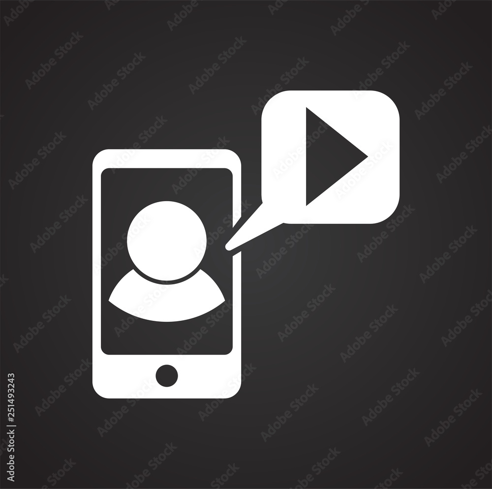 Poster video blogging icon on black background for graphic and web design, modern simple vector sign. inter