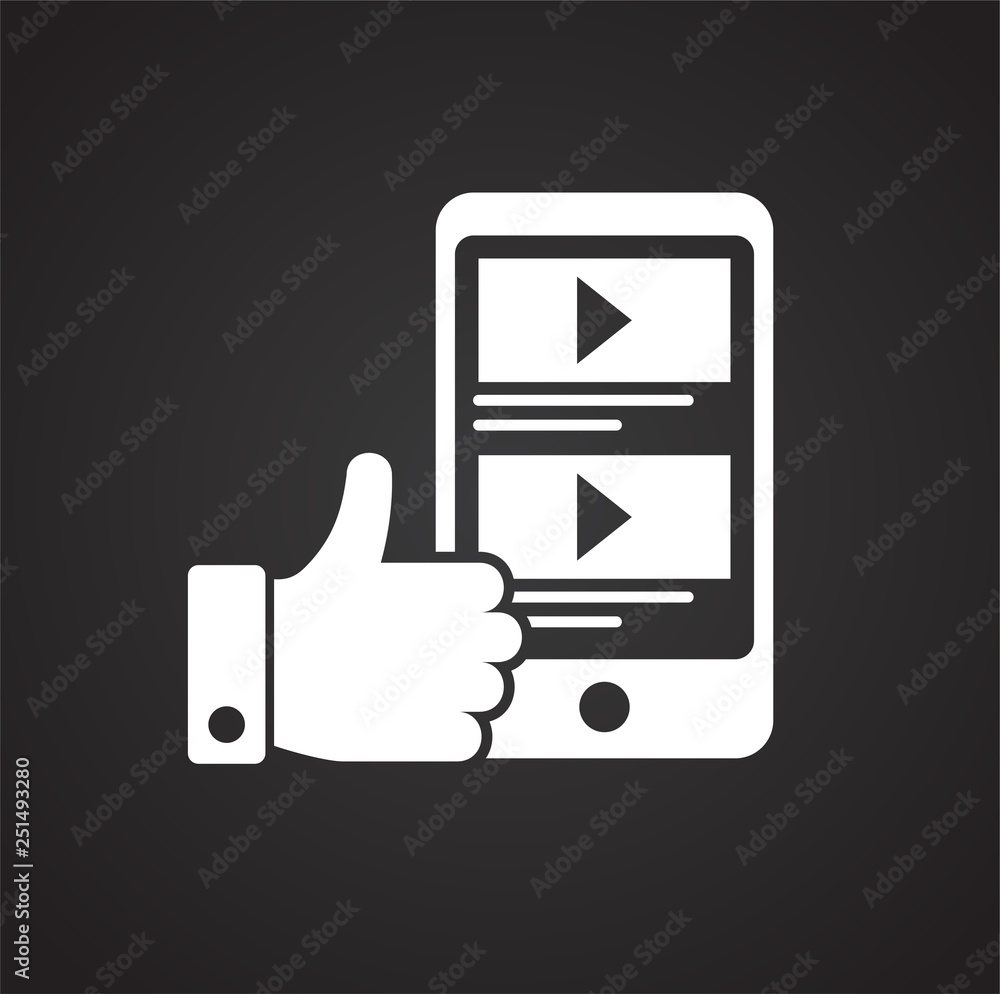 Poster video blog feedback icon on black background for graphic and web design, modern simple vector sign. 