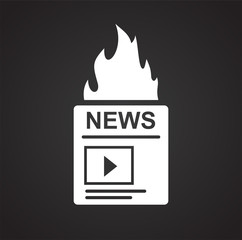 Video blog content icon on black background for graphic and web design, Modern simple vector sign. Internet concept. Trendy symbol for website design web button or mobile app