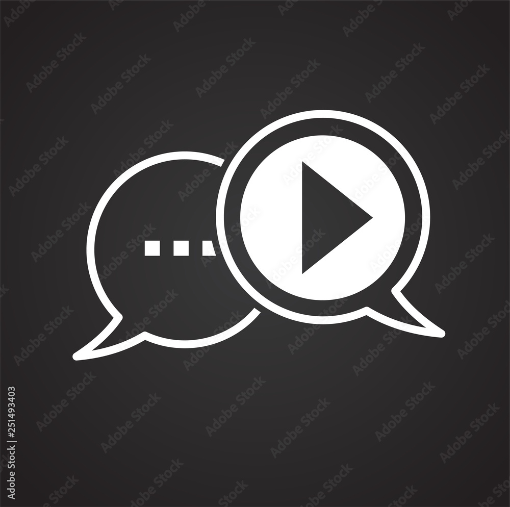 Poster video blogging icon on black background for graphic and web design, modern simple vector sign. inter