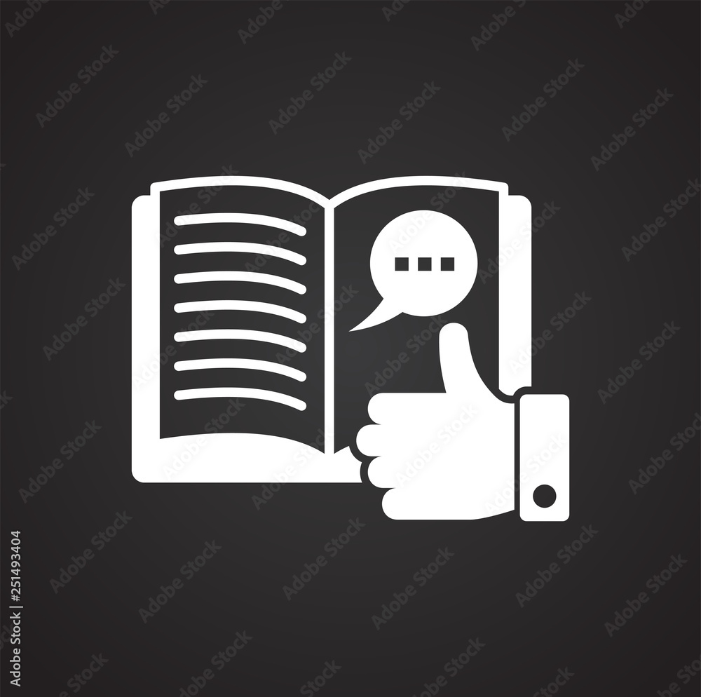 Poster video blog feedback icon on black background for graphic and web design, modern simple vector sign. 
