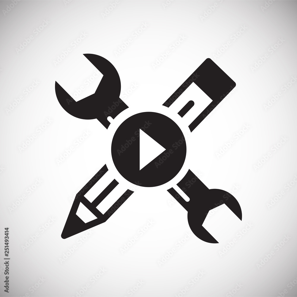 Poster video blogging icon on white background for graphic and web design, modern simple vector sign. inter