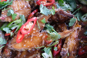 Fried fish thai food cooking