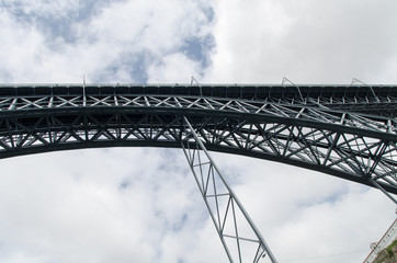 detail of the dom luis I bridge in porto