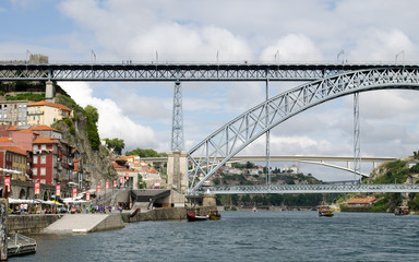 detail of the dom luis I bridge in porto