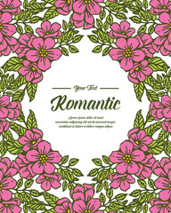 Vector illustration pink bouquets frame with write invitation romantic hand drawn