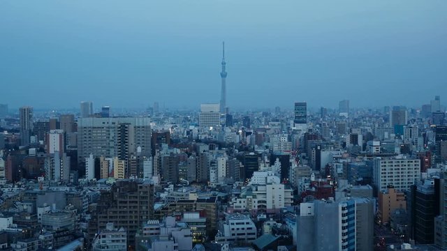 東京　タイムラプス　夕暮れから夜景　長時間撮影