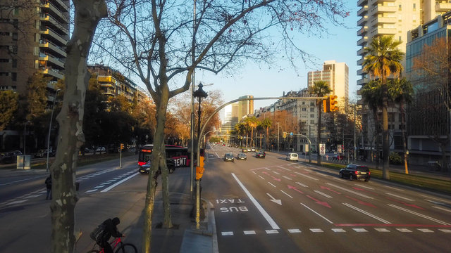 Barcelona. Street in the city. DIagonal Catalonia. Spain