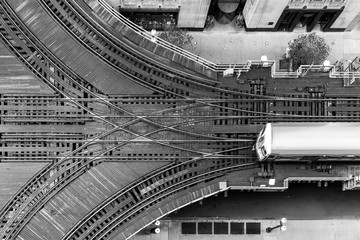 Fototapeta premium Chicago train and switch viewed from the top