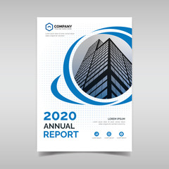 Annual report template with blue circles