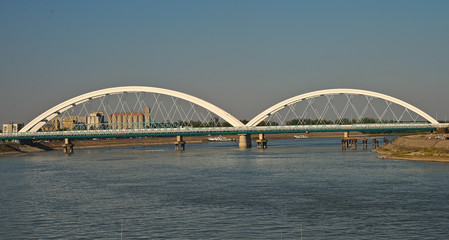 Fototapeta na wymiar New bridge over Danube in Novi Sad, Serbia
