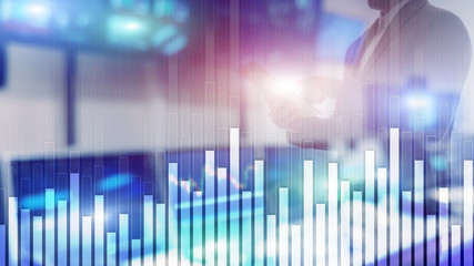 Business and finance graph on blurred background. Trading, investment and economics concept.