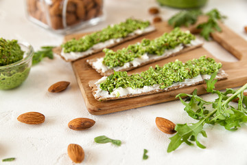 Pesto. Arugula Cooking pesto.
