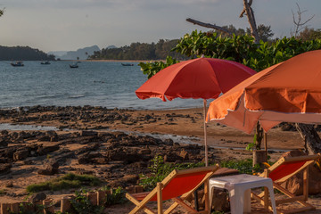 umbrella and chairs on the beach