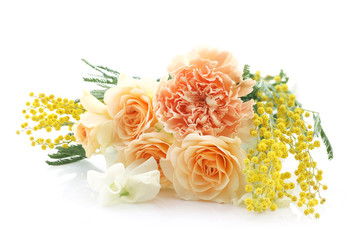 floral background of bouquet in yellow and orange colors