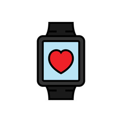 fitness tracking smartwatch icon. smart watch with heart symbol. simple vector graphic.