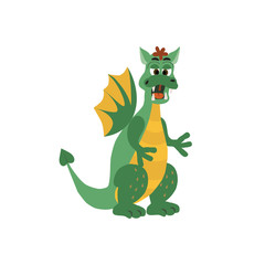 Dinosaur.  Cute baby dino for kids. Vector cartoon style illustration for presents, invitation, T-shirt, nursery decor, interior design.