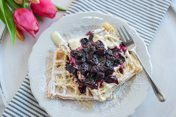Waffles with blueberries